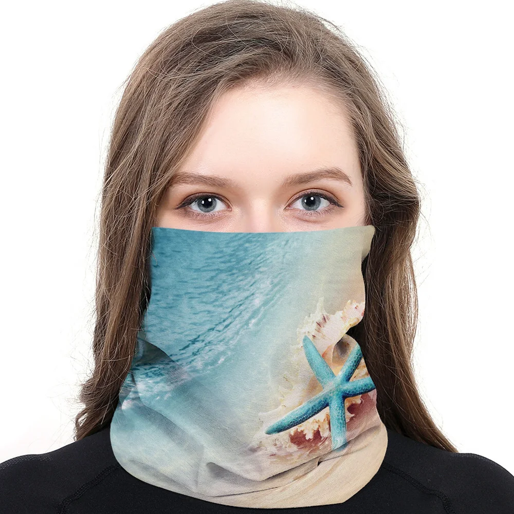 Синий морской пляж Морская звезда ракушки шеи Gaiter волшебный шарф мужские дамы