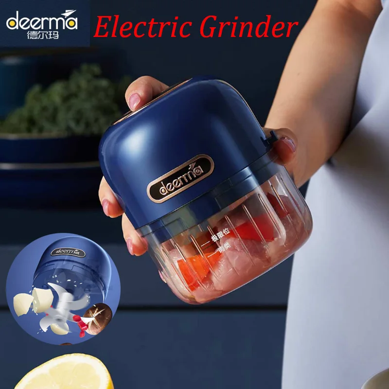 

Xiaomi Deerma New Grinder Portable Electric Meat Garlic Vegetable Fruit Stirrer Rechargeable with Mini Clean Spoon Easy Storage
