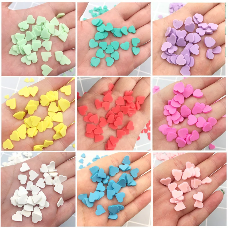 50 г милые цветные кусочки сердечек полимерная Горячая глина разбрызгиватель для