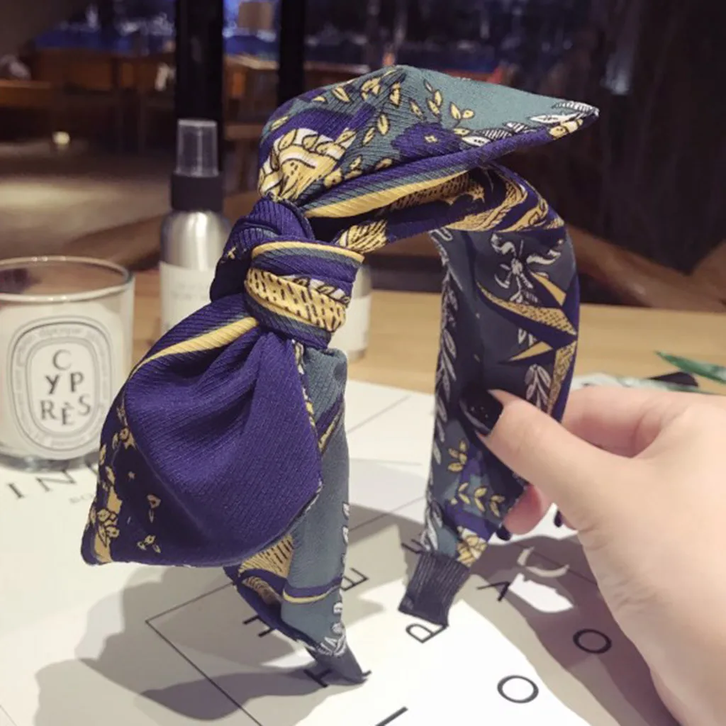 Женская повязка на голову с бантом бархатная перехлёстом в богемном стиле 2019| |