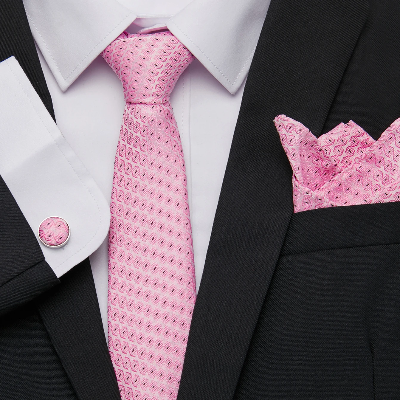 

Hot sale Tie Handkerchief Pocket Squares Cufflink Set Tie Clip Necktie Clothing accessories Male Polka dot April Fool's Day