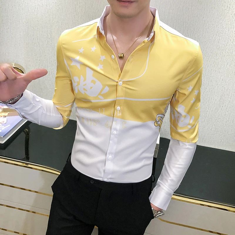 Высококачественная Мужская рубашка с цифровым принтом Повседневная мода 2020