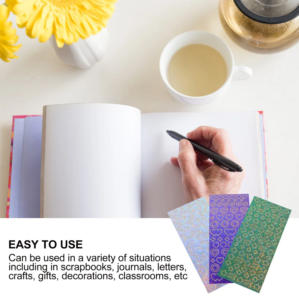 

3 Sheets Scrapbook Decorative Stickers Self-Adhesive Stickers DIY Decals Random Type