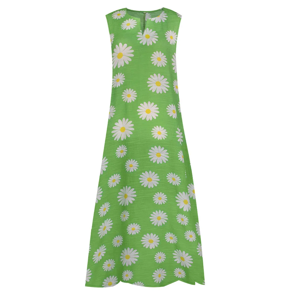 Длинное платье с цветочным принтом размера плюс модная Маргаритка женское