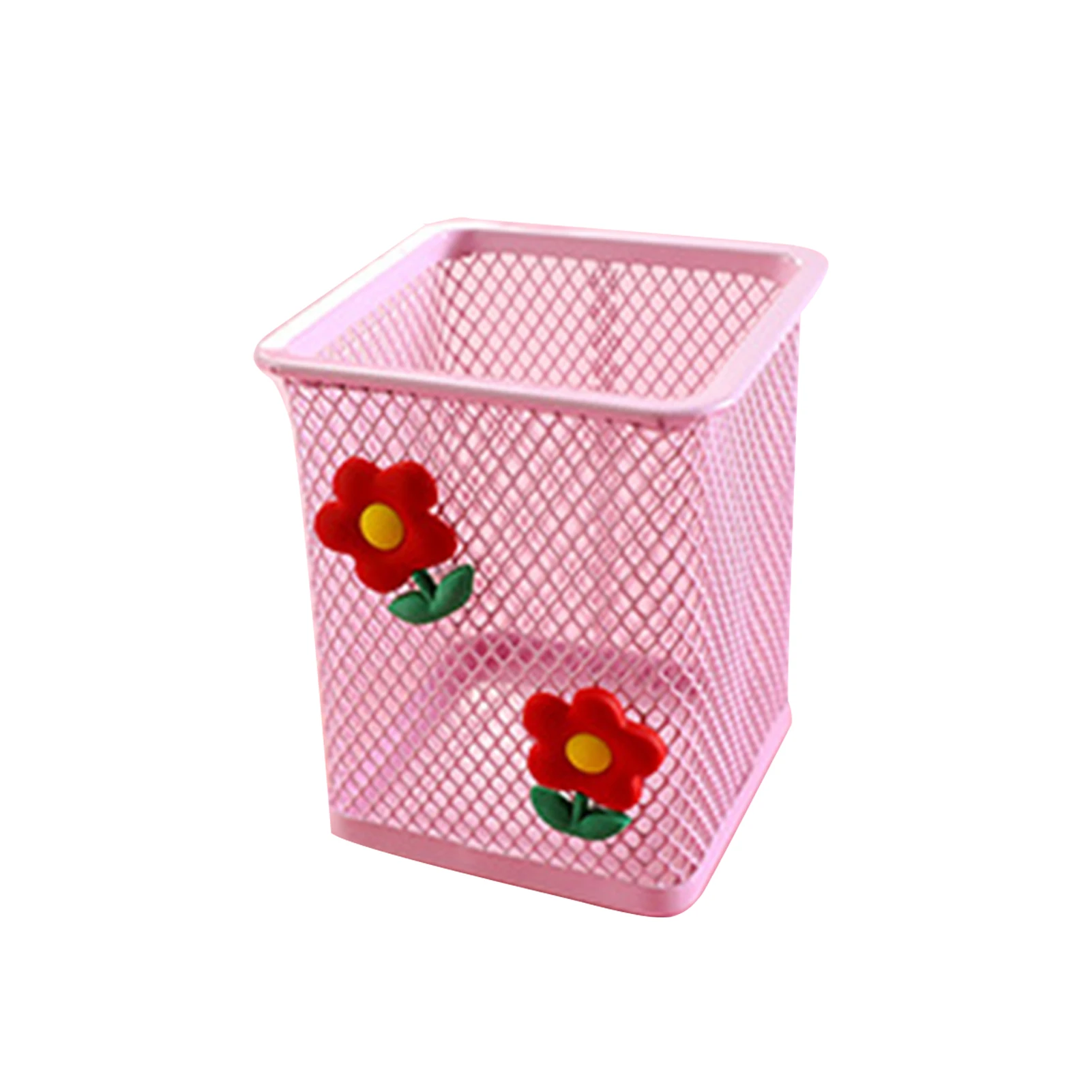 

Large Capacity Mesh Square Metal Organizer Pink Pen Holder Stationery Storage School Supplies Home Office Kids Cute Anti Slip