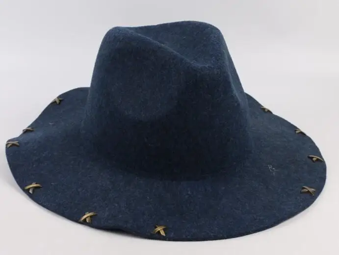 Куле Вул Джаз Хэт Топ для Шоппинга и Путешествий высокого качества с тонкими краями из фетра и большими полями.