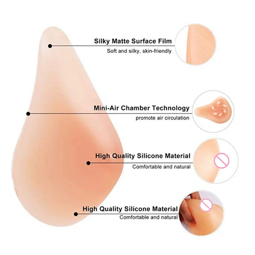 Силиконовая форма груди поддерживает искусственный удлиненный силиконовый