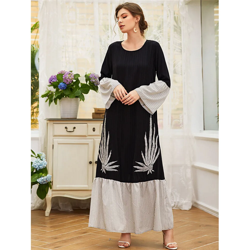

Исламские мусульманские женщины Abayas Вышивка Вечерние вечернее платье Макси Свободный кафтан этнические арабский, Ближний Восток Рамадан М...