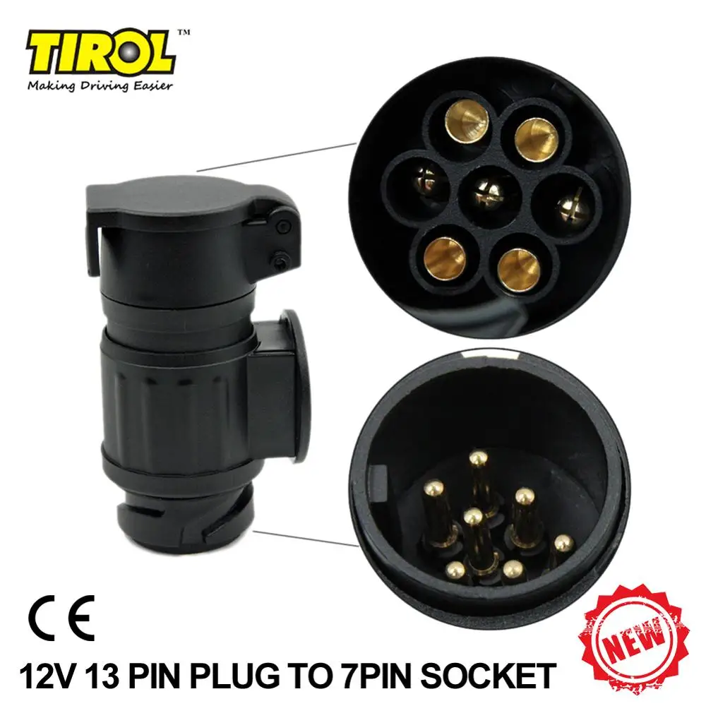 TIROL T22809P3 для ЕС от 13 до 7 контактов адаптер прицепа черные матовые материалы