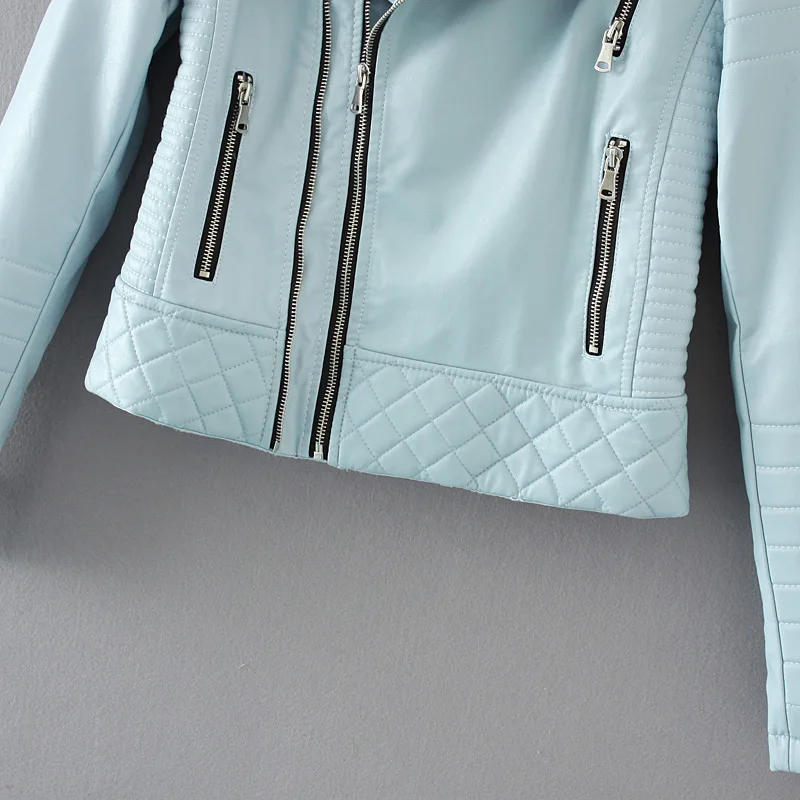 Куртка женская демисезонная из мягкой искусственной кожи на молнии|Кожаные