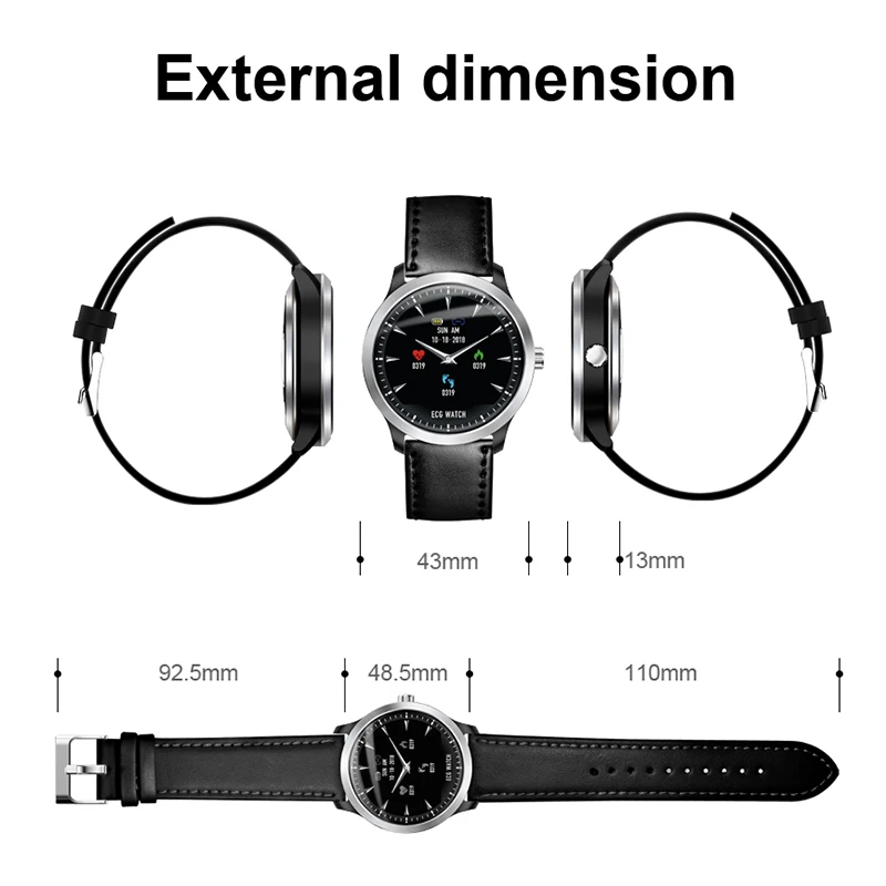 

ECG PPG Smart Watch Heart Rate Blood Pressure Monitor Sport Multifunction Mode Fitness Tracker Waterproof Smartwatch