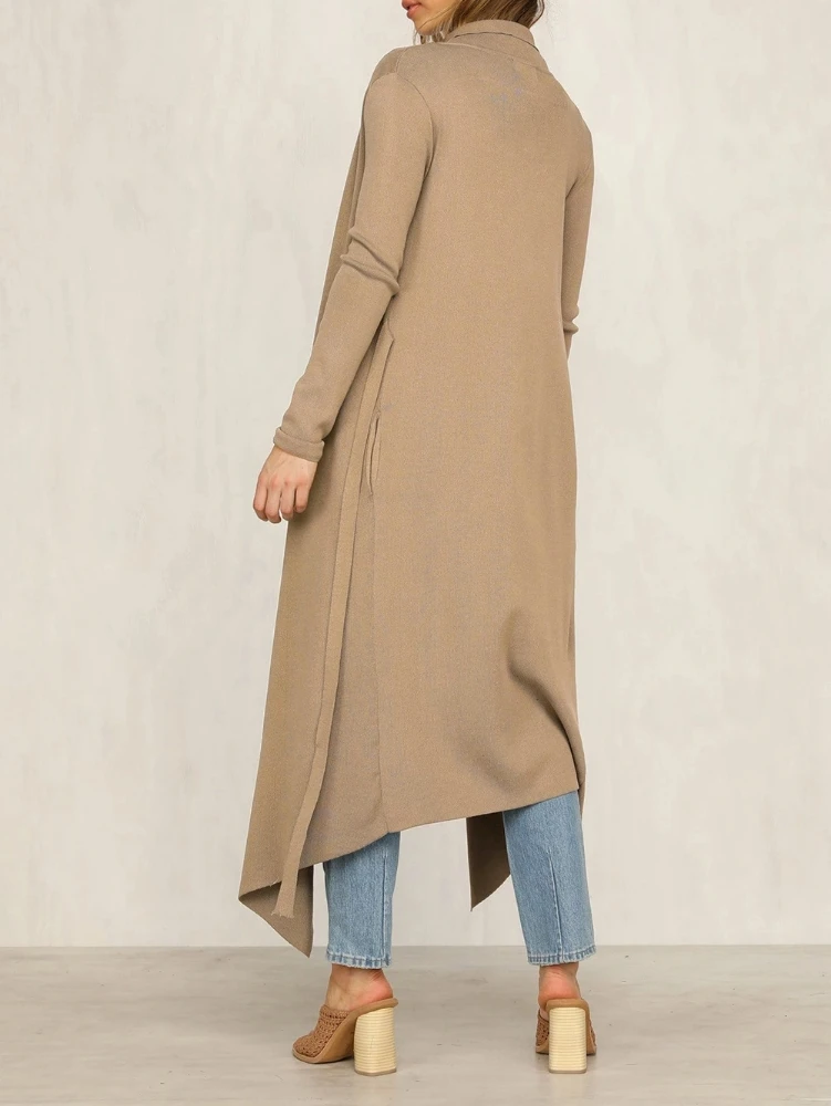 Длинное пальто-Пыльник в британском стиле MS вязаное пальто длинное тренч женский