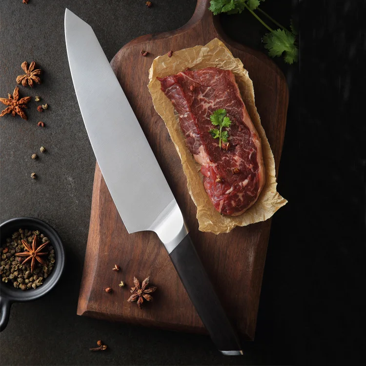 

Steelhead knife Western-style kitchen knife Black sandalwood handle beef knife stainless steel kitchen knife blade knife