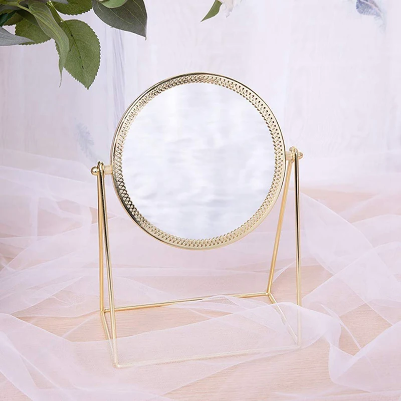 

360 Degree Rotate One Side Portable Cosmetic Desktop Rotating Base Makeup Woman Vanity European Style Dressing Mirror