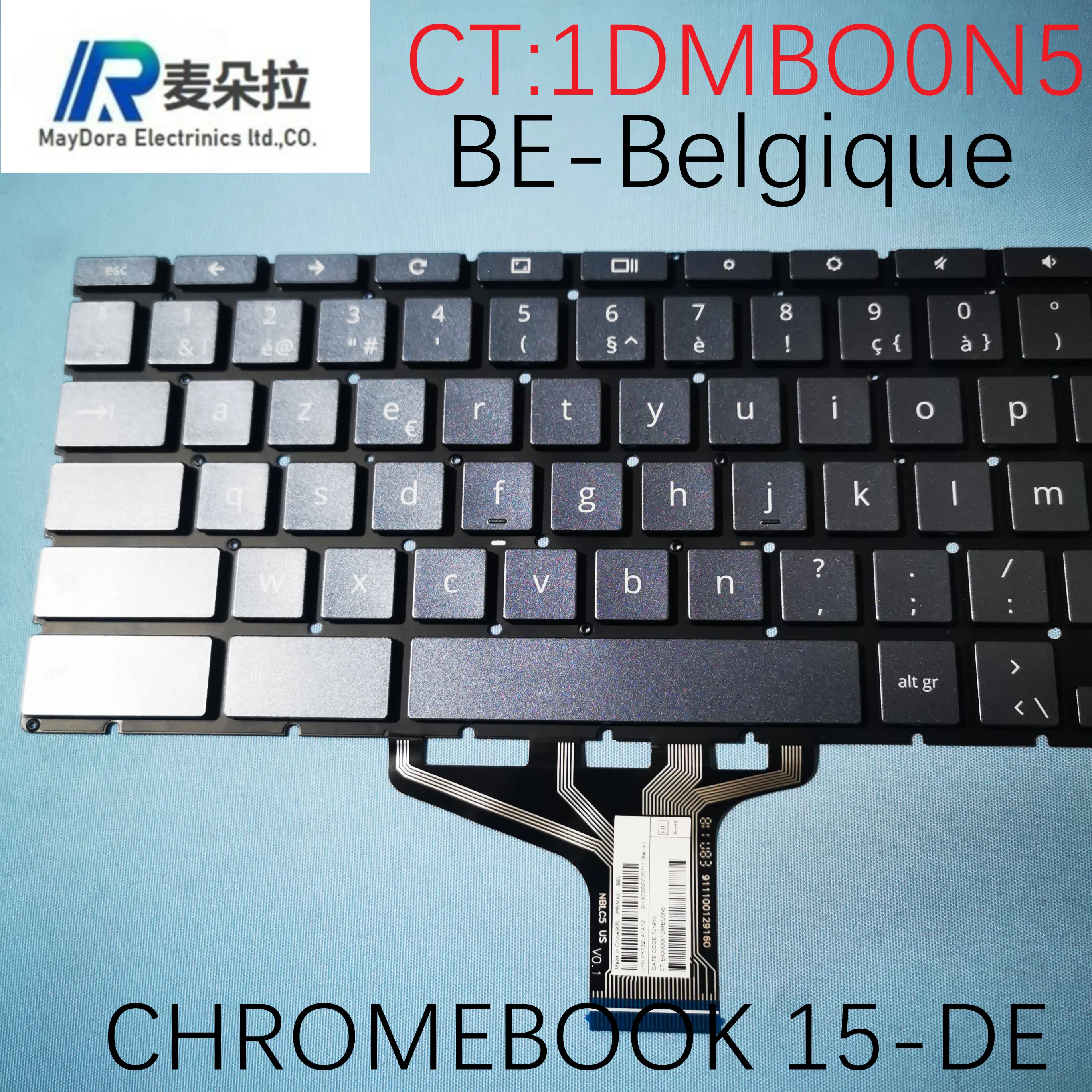 Клавиатура BE-Бельгия с подсветкой для ноутбука HP CHROMEBOOK 15-DE голубая 1DMBO0N5 |