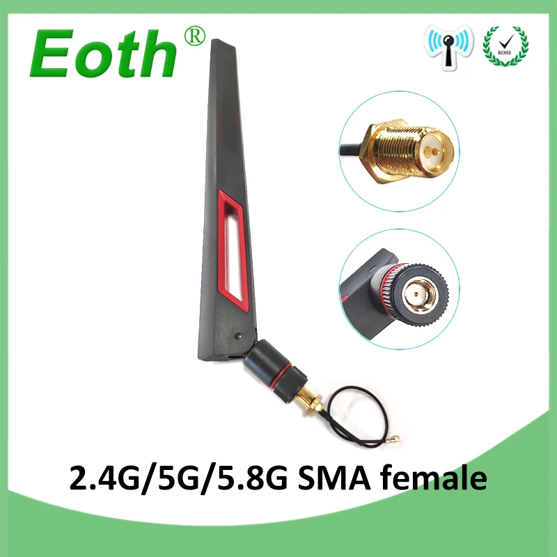 2,4 GHz 5GHz 5,8 Ghz антенна настоящая 8dBi RP-SMA Двухдиапазонная 2,4g 5g 5,8g wifi антенна SMA female+ ufl./IPX 1,13 косичка