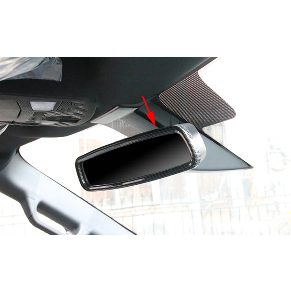 

Carbon Fiber Texture Inner Rearview Mirror Trim Ring Cover fit for Ford F150 Mustang 2015 2016 2017