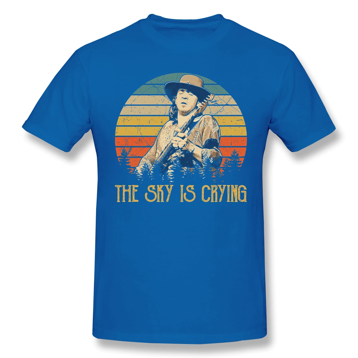 

The Sky Is Crying Stevie Ray And Vaughan Mounted Funny Novelty Men's Basic Short Sleeve T-Shirt R227 Tops Tees European Size