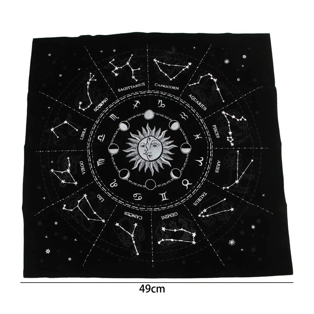 

12 Constellations Tarot Card Tablecloth Velvet Divination Altar Cloth Board Game Fortune Astrology Oracle Card Pad