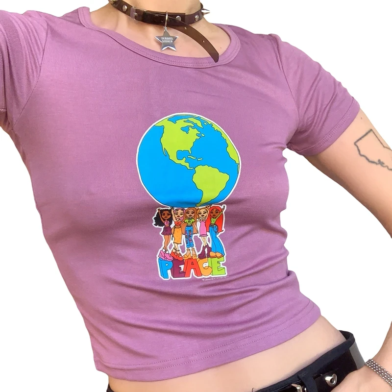 Футболка женская с графическим принтом короткий топ коротким рукавом в стиле