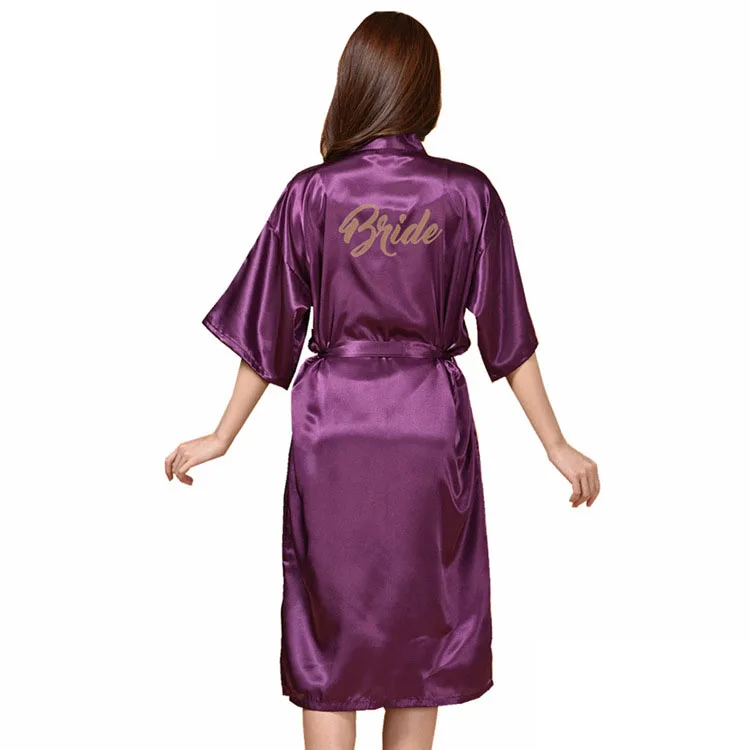 Bronzing халат невесты длинный стиль со словами горячего тиснения S xxxl размеры
