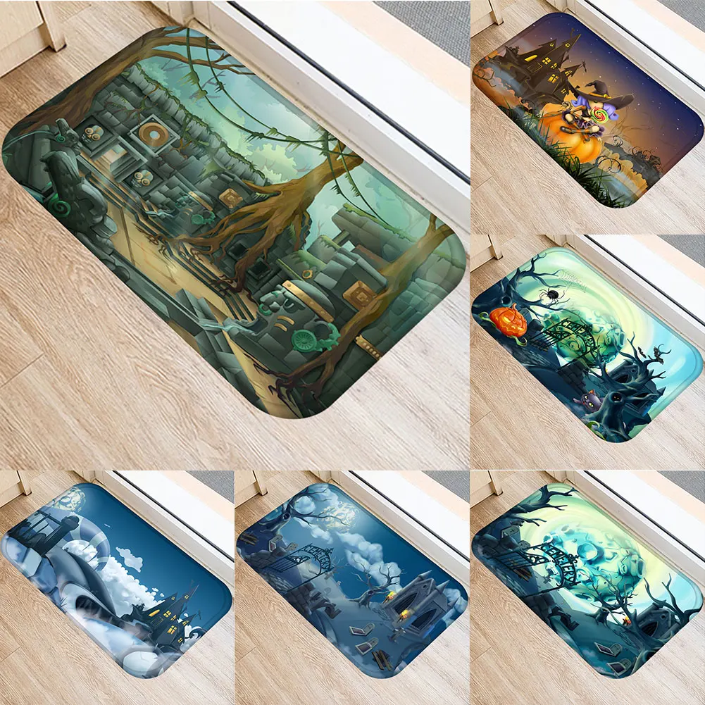 Новые коврики для кухни в стиле Хэллоуина ужасов тыквы замка гробницы прихожей