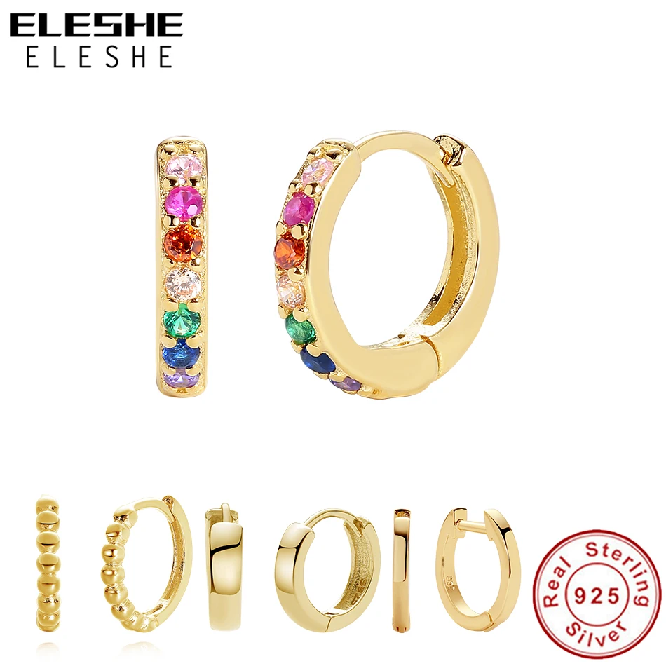 

ELESHE 925 серебро 18k позолоченные серьги с разноцветный браслет с кристаллами циркония серьги для женщин 2021, модное ювелирное изделие