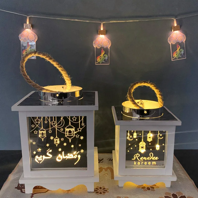 Новый Eid белый фонарь украшения на Рамадан для дома Mubarak подарок мусульманские
