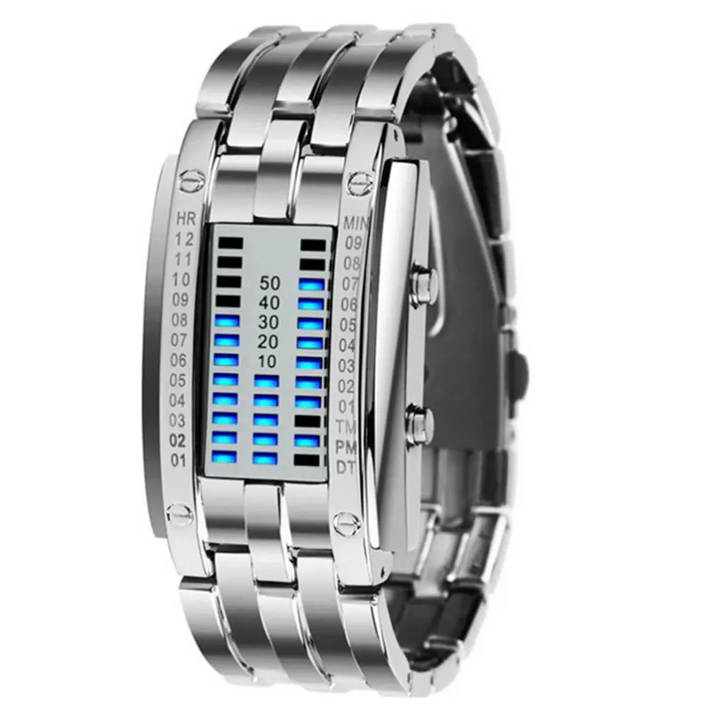 Iron Face Knight Binary Led Watch Two Vertical Row Double Row Light Watch Lava Electronic Watch HOT SALE Dropshipping