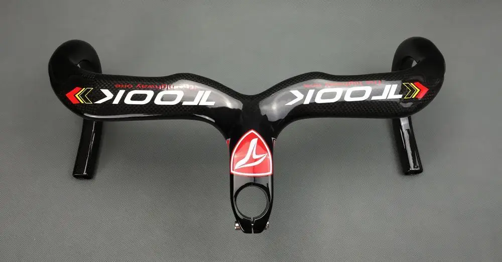 Дешево Изгибающаяся рукоятка для шоссейного велосипеда, встроенный глянцевый руль из углеродного волокна 3K с защитой от падения для руля 28,6x40 0/420/...