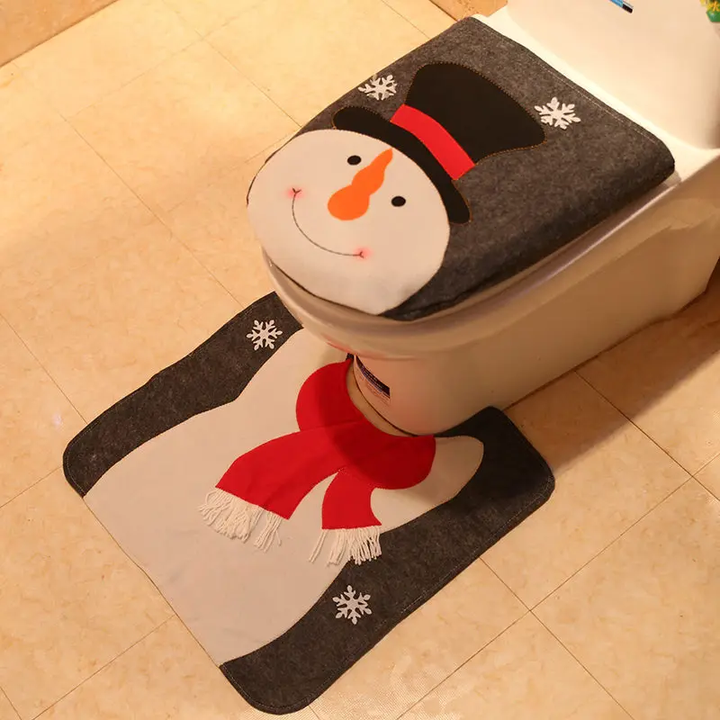 Snowman Navidad, мультяшный Санта-Клаус, снеговик, лось, крышка для унитаза, рождественские украшения для дома, ванной комнаты, принадлежности, новогодний декор - Цвет: Snowman