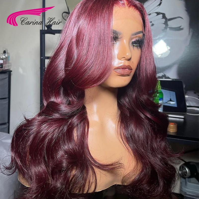 Парик 99J с цветными волнистыми волосами 13*4 парики застежкой спереди 4*4 из