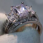 Milangirl роскошные классические свадебные кольца в винтажном стиле Родиевые микрозакрепка романтические циркониевые Свадебные украшения