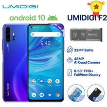 UMIDIGI F2 телефон Android 10 глобальная версия 6,5" FHD+ 6 ГБ 128 ГБ 48MP AI Quad камера 32 МП Selfie Helio P70 мобильный телефон 5150 мАч NFC
