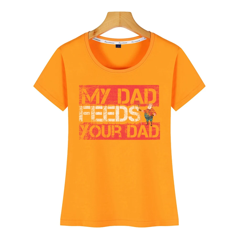Женская футболка с надписью my dad feeds your farmer farm ranch белая короткая винтажная женская