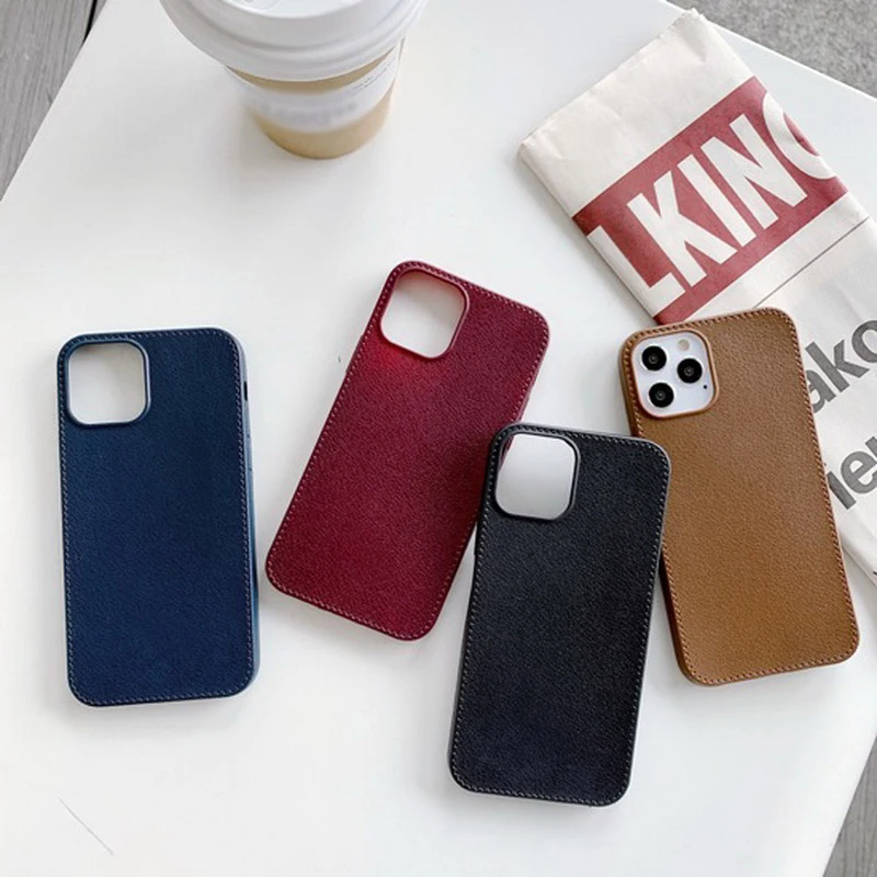 

Soft TPU Leather Texture Phone Case For iPhone 12 Pro Max 12 mini 11 Pro XS Max XR X 7 8 Plus SE 2020 with Holder Case Cover