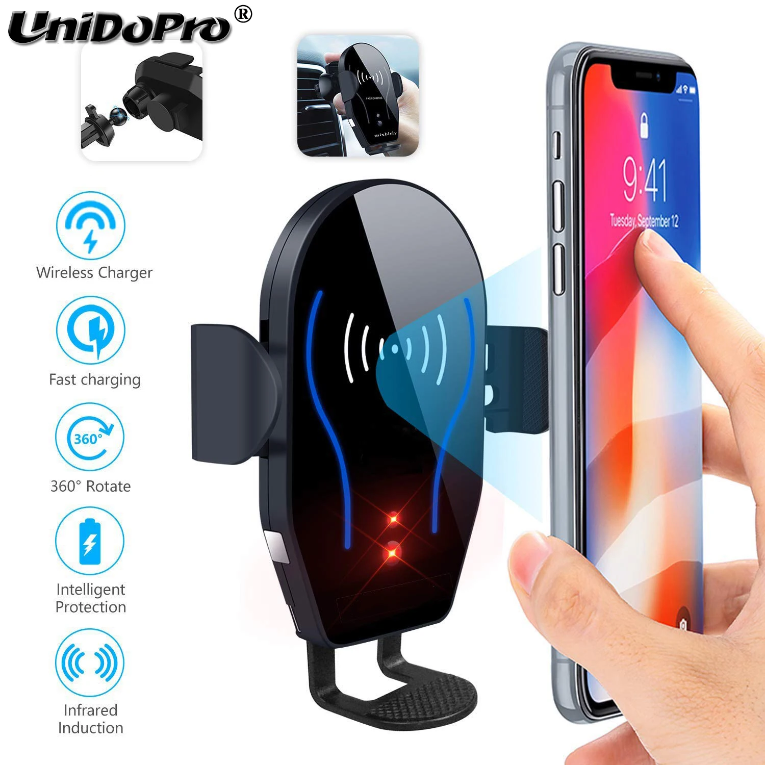 Авто зажима Qi Беспроводной автомобиля Зарядное устройство 10 Вт Для DOOGEE S96 Pro S90C S68