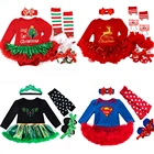 4 шт.комплект, детский Рождественский комбинезон на шнуровке