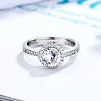 classic luxury four claw cz white crystal ring exquisite lady water drill adjustable ring charm bride eternal engagement jewelry