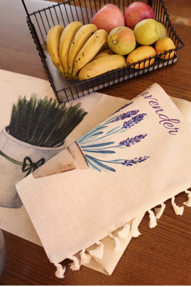

2021 Newest 2 Layers Thick Table Cloth Green Plants Printed Table Runners Fashion Dust-proof Table Cover Tea Table Cloth