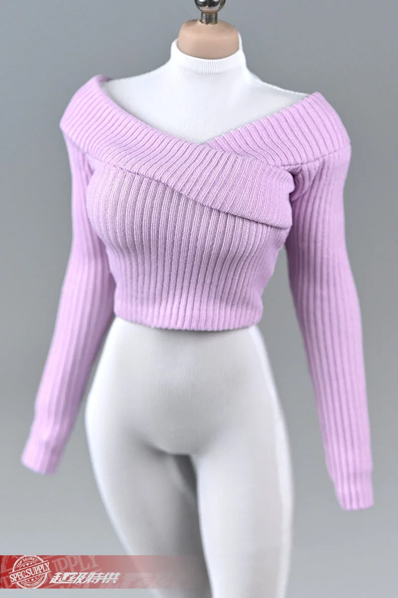 

1/6 Female Pullover Top Sweater Cross-over Collar Fit 12'' PH TBLeague Figure Body