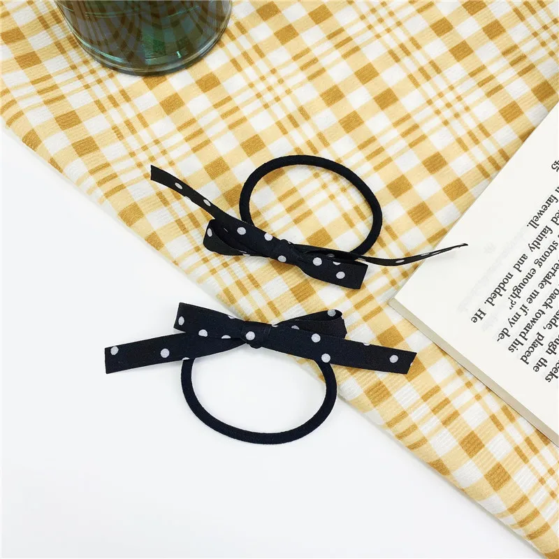 

2 Pcs/Lot Dot Printed Hair Bows for Girls Elastic Hair Band Sweet Princess Rubber Hair Ropes Scrunchies Kids Hair Accessories