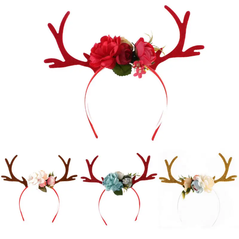 Горячая Новогодние повязки милой детской одежды для девочек мамы с цветочным