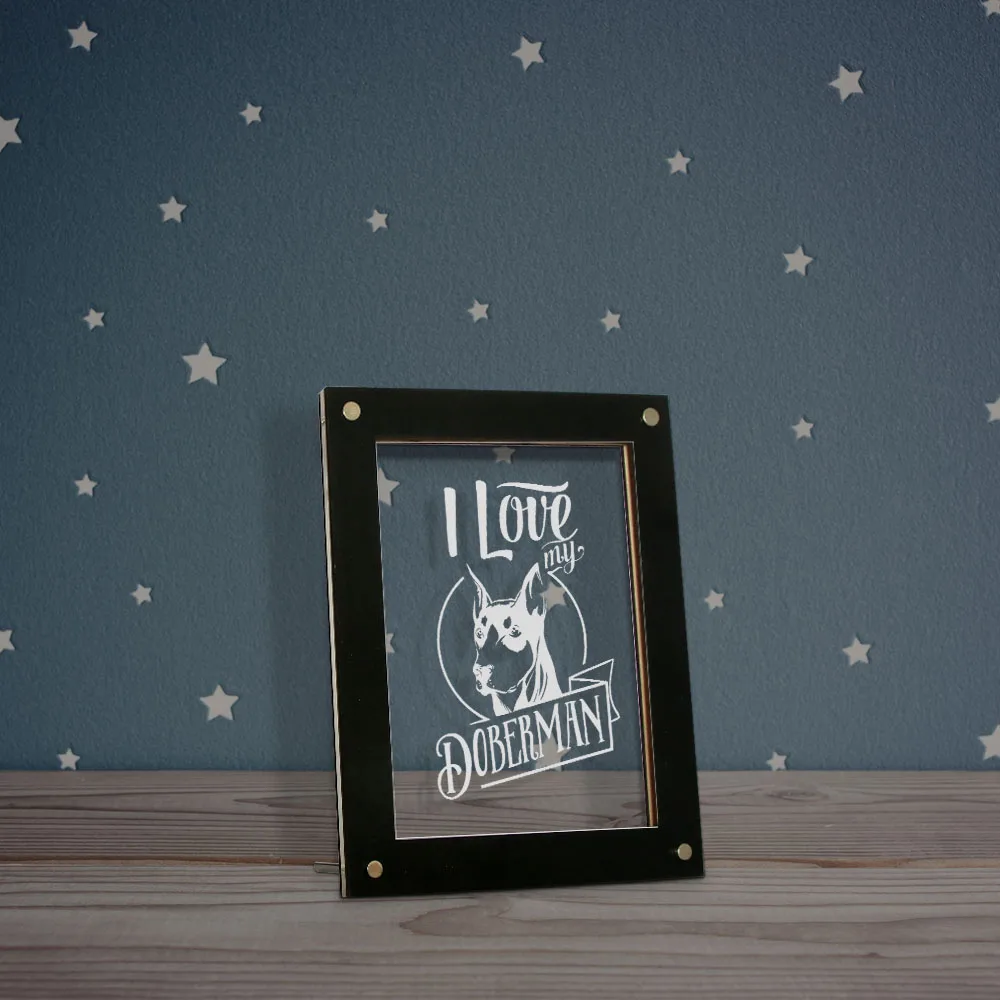 I Love My Doberman Подгонянный светодиодный фоторамка собака породы Доберман-пинчер порода животное настроение свет щенок успокаивающий сонный Настольный светильник
