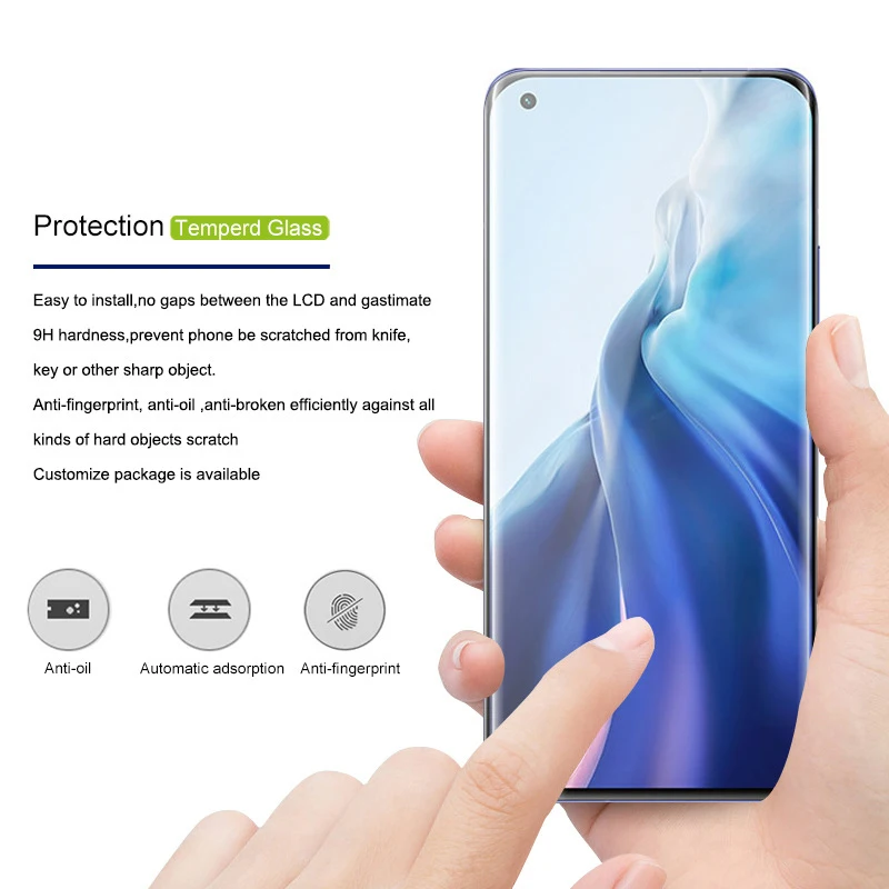 

For Xiaomi Mi 11 Full Glue UV Liquid Screen Protectors 3D Full Cover Tempered Glass For Xiaomi Mi 11 Pro Protective Glass Film