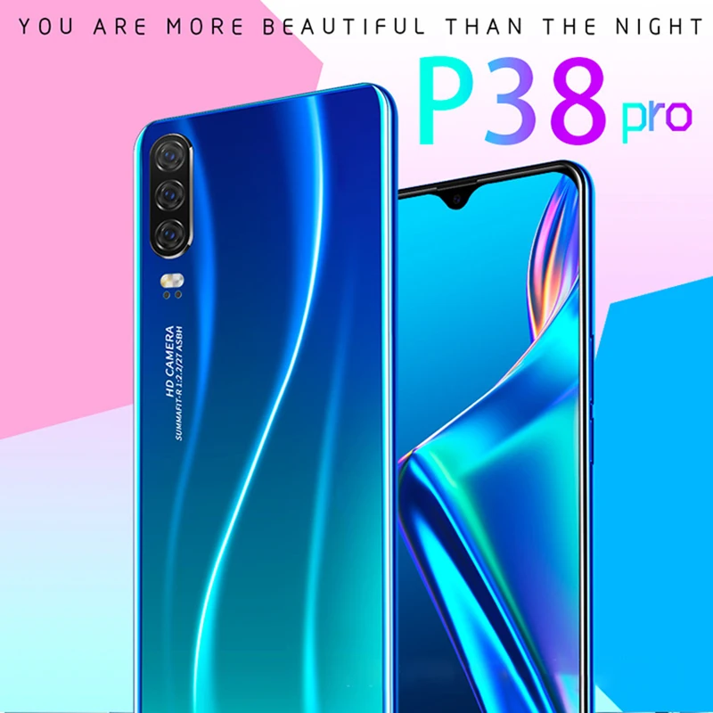 Новинка P38Pro 6 3 Смартфон Snapdragon 855 10 ядер 8 ГБ ОЗУ 128 Гб ПЗУ NFC LED 4 камеры 4500 мАч