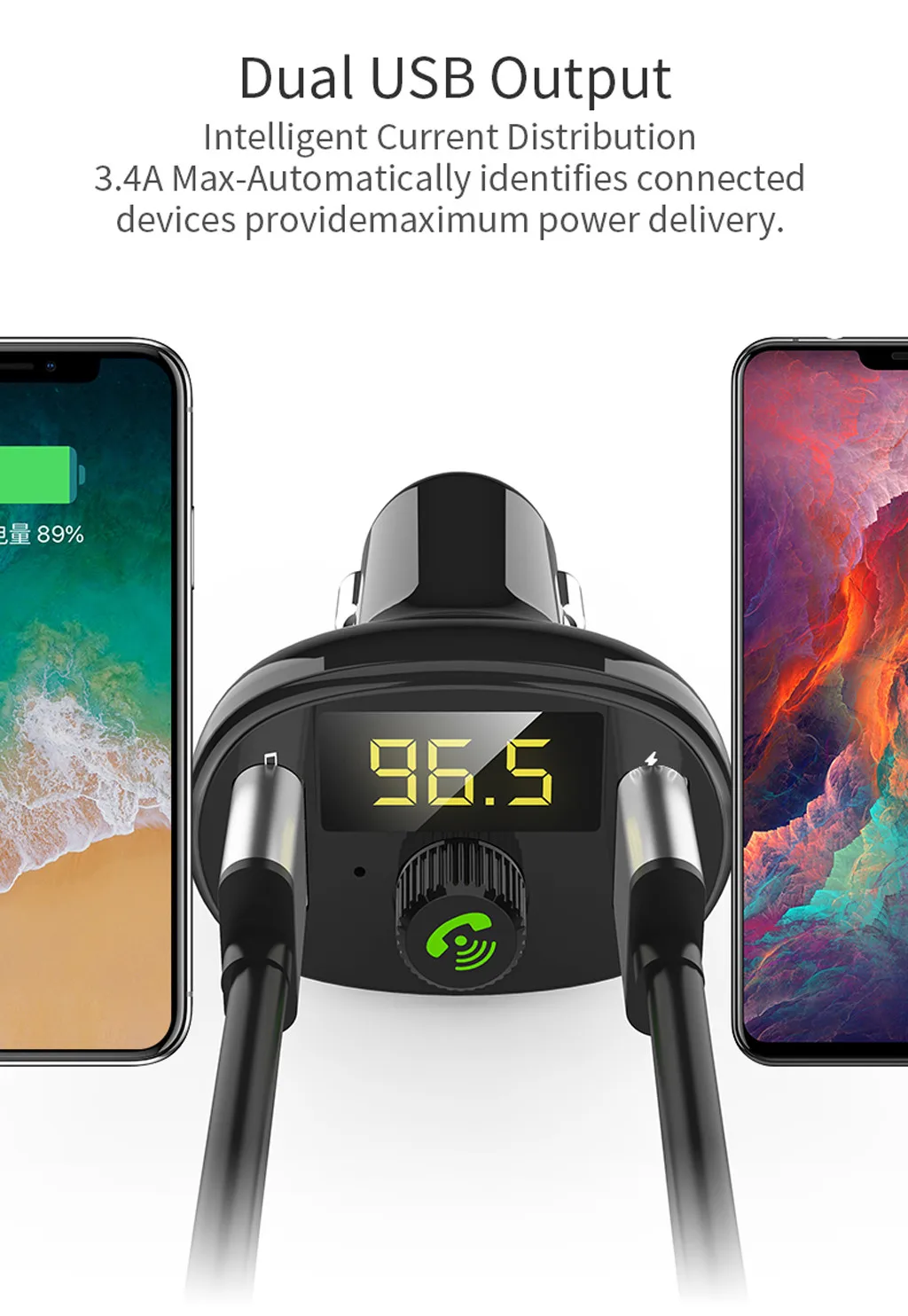 Автомобильный Bluetooth 5 0 FM передатчик беспроводной громкой связи аудио приемник