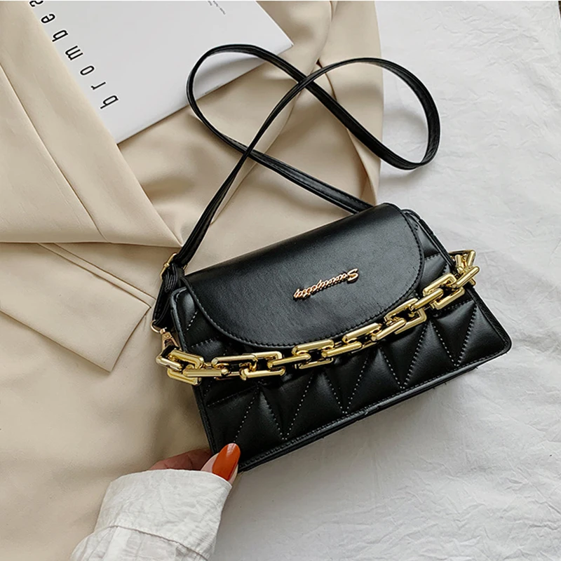 

Mini PU Leather Branded Tote Crossbody Bags for Women 2021 Luxury Fashion Chain Travel Shoulder Handbags and Purses