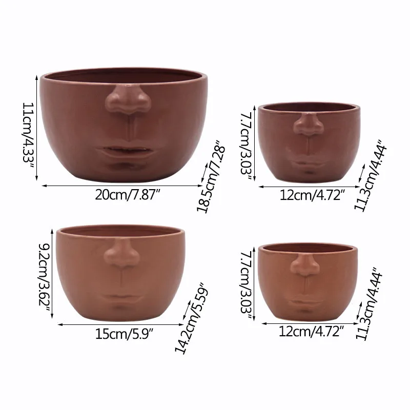 

Strongwell Modern Human Face Ceramic Flower Pots Vase Succulent Planter Indoor Outdoor Flower Arrangement Art Ornaments