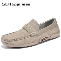 2021 new mens soft leather casual shoes luxury brand fashion suede loafers moccasins breathable slip on driving shoes big size